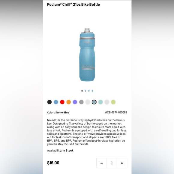 Camelbak Podium Chill 24 oz Bike Water Bottle - Stone Blue - NWT - Picture 7 of 8